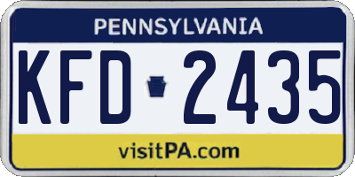 PA license plate KFD2435