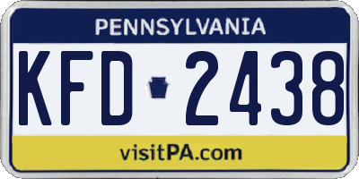 PA license plate KFD2438