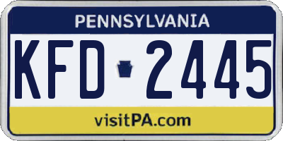 PA license plate KFD2445