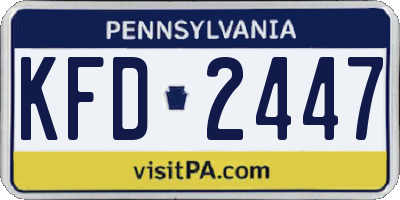 PA license plate KFD2447