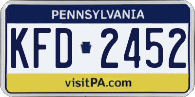 PA license plate KFD2452