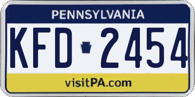 PA license plate KFD2454