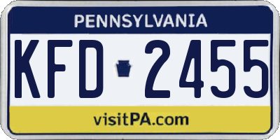 PA license plate KFD2455
