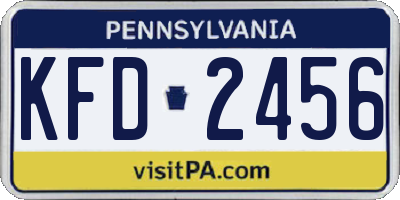 PA license plate KFD2456