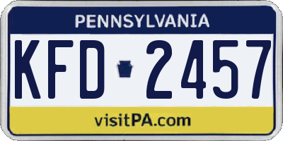 PA license plate KFD2457