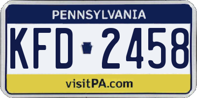 PA license plate KFD2458