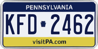 PA license plate KFD2462