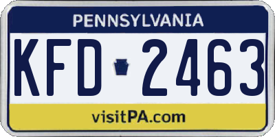 PA license plate KFD2463
