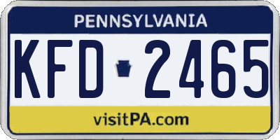 PA license plate KFD2465