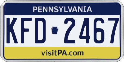 PA license plate KFD2467