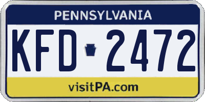 PA license plate KFD2472