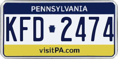 PA license plate KFD2474