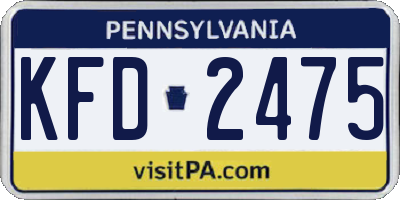PA license plate KFD2475