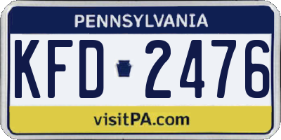 PA license plate KFD2476