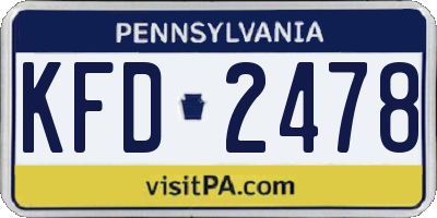 PA license plate KFD2478