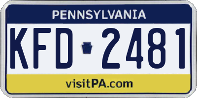 PA license plate KFD2481
