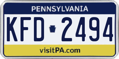 PA license plate KFD2494