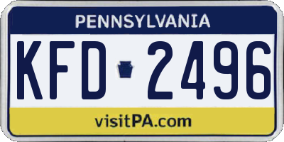 PA license plate KFD2496