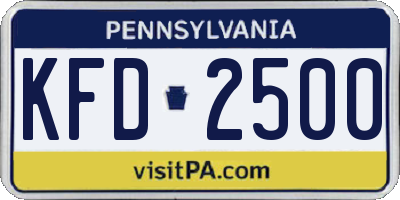 PA license plate KFD2500