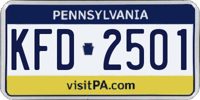 PA license plate KFD2501