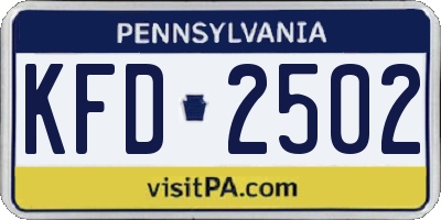 PA license plate KFD2502