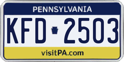 PA license plate KFD2503
