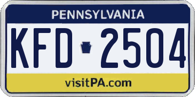 PA license plate KFD2504