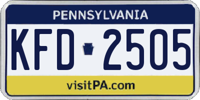 PA license plate KFD2505