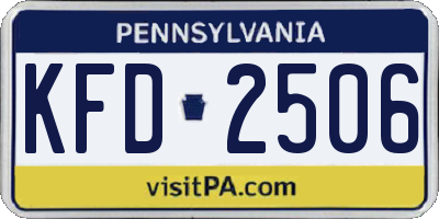 PA license plate KFD2506