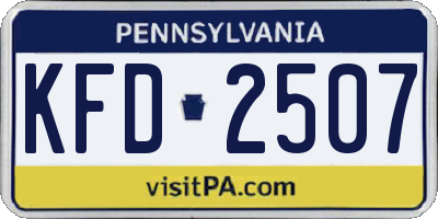 PA license plate KFD2507