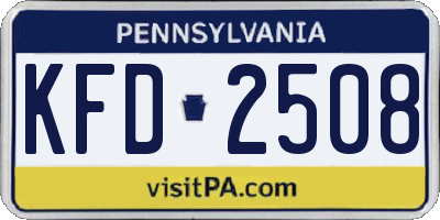 PA license plate KFD2508