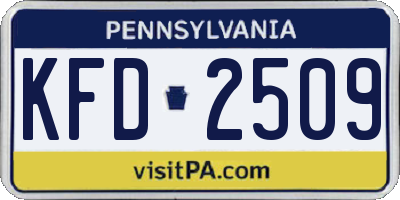 PA license plate KFD2509