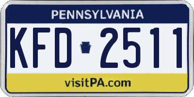 PA license plate KFD2511