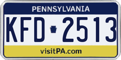 PA license plate KFD2513