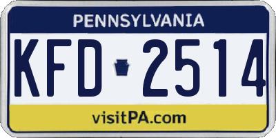 PA license plate KFD2514