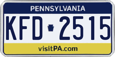 PA license plate KFD2515