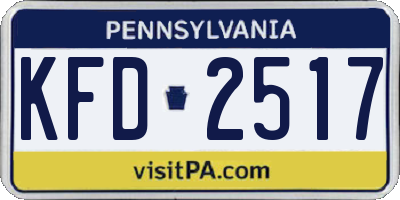 PA license plate KFD2517