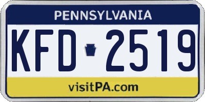 PA license plate KFD2519