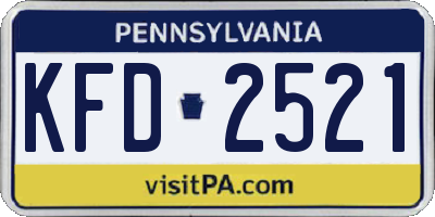 PA license plate KFD2521