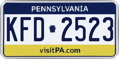 PA license plate KFD2523