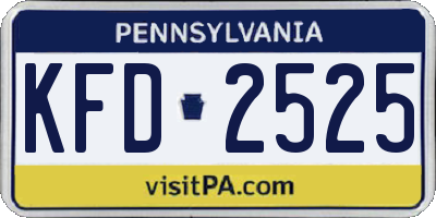 PA license plate KFD2525