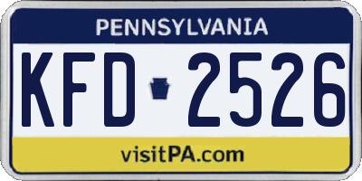 PA license plate KFD2526