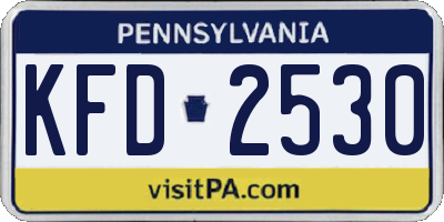 PA license plate KFD2530
