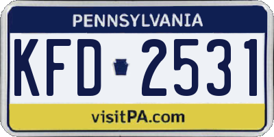 PA license plate KFD2531