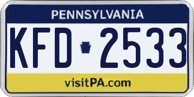 PA license plate KFD2533