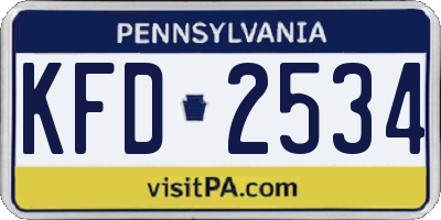 PA license plate KFD2534