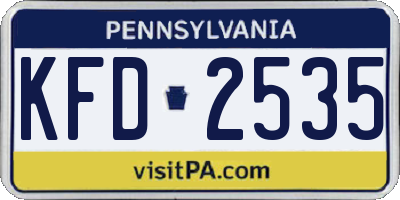 PA license plate KFD2535