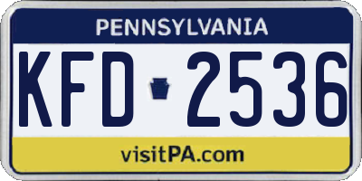 PA license plate KFD2536