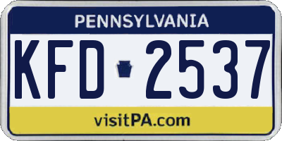 PA license plate KFD2537