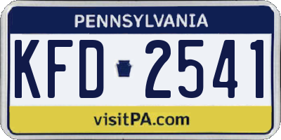 PA license plate KFD2541